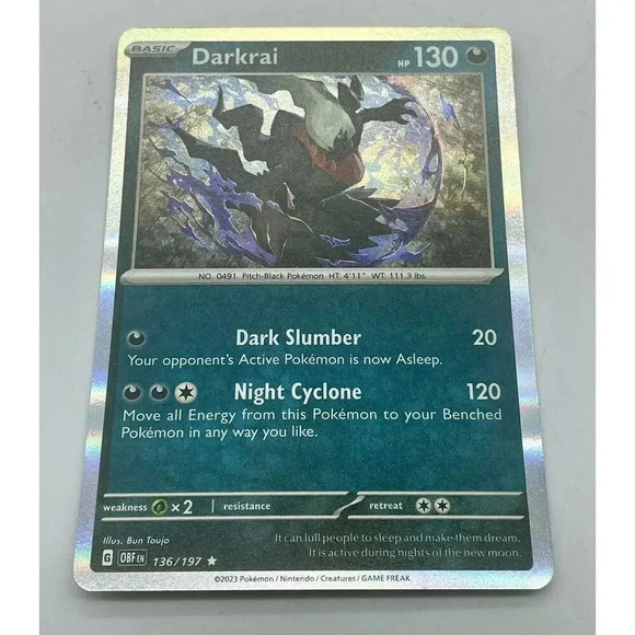 Darkrai 136/197 Sv03: Obsidian Flames Rare Pokemon TCG Holo Mint Unplayed - Picture 2 of 7